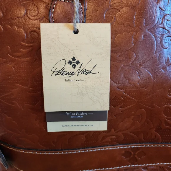 Patricia Nash Folklore Artisan Lapila Tote, Large Brown Tooled Leather bag. - Picture 3 of 11